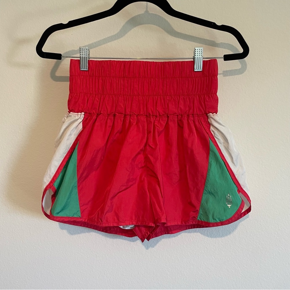 Free People Red / Green Color block The Way Home Athletic Shorts
